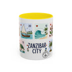 Zanzibar City Coffee Mug | Postage Stamp Collage Mug | Travel Souvenir Accent Cup 11oz 15oz