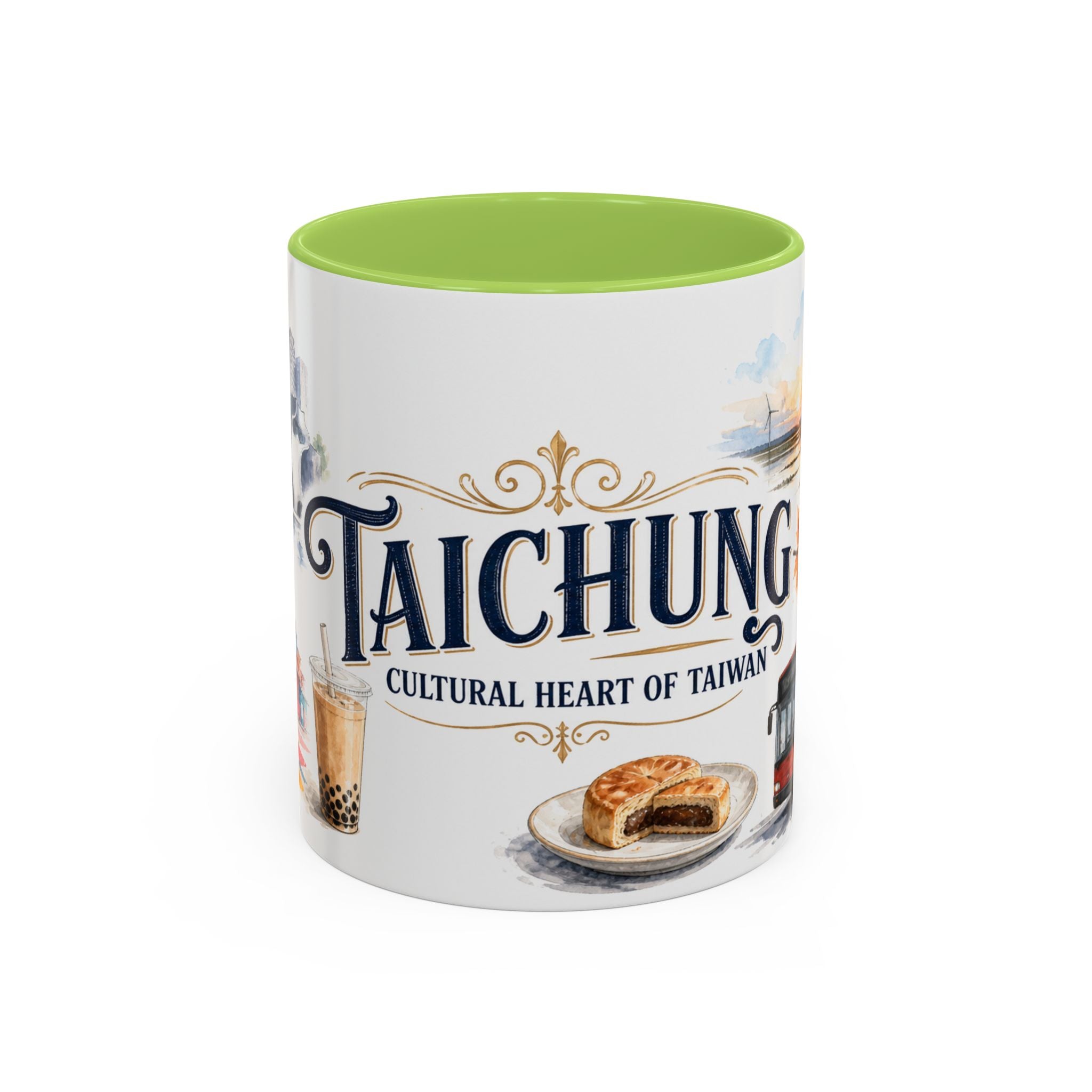 Taichung Coffee Mug | Taiwan Travel Souvenir | Vintage Illustrated City Gift | 11 oz 15 oz Accent Mug
