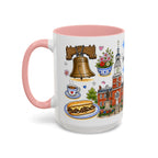 Philadelphia Illustrated Travel Mug | City Souvenir Accent Coffee Mug | 11oz 15oz Ceramic Cup