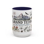 Grand Teton Coffee Mug | National Park Hiking Wyoming Gift | Accent Color Ceramic 11oz 15oz