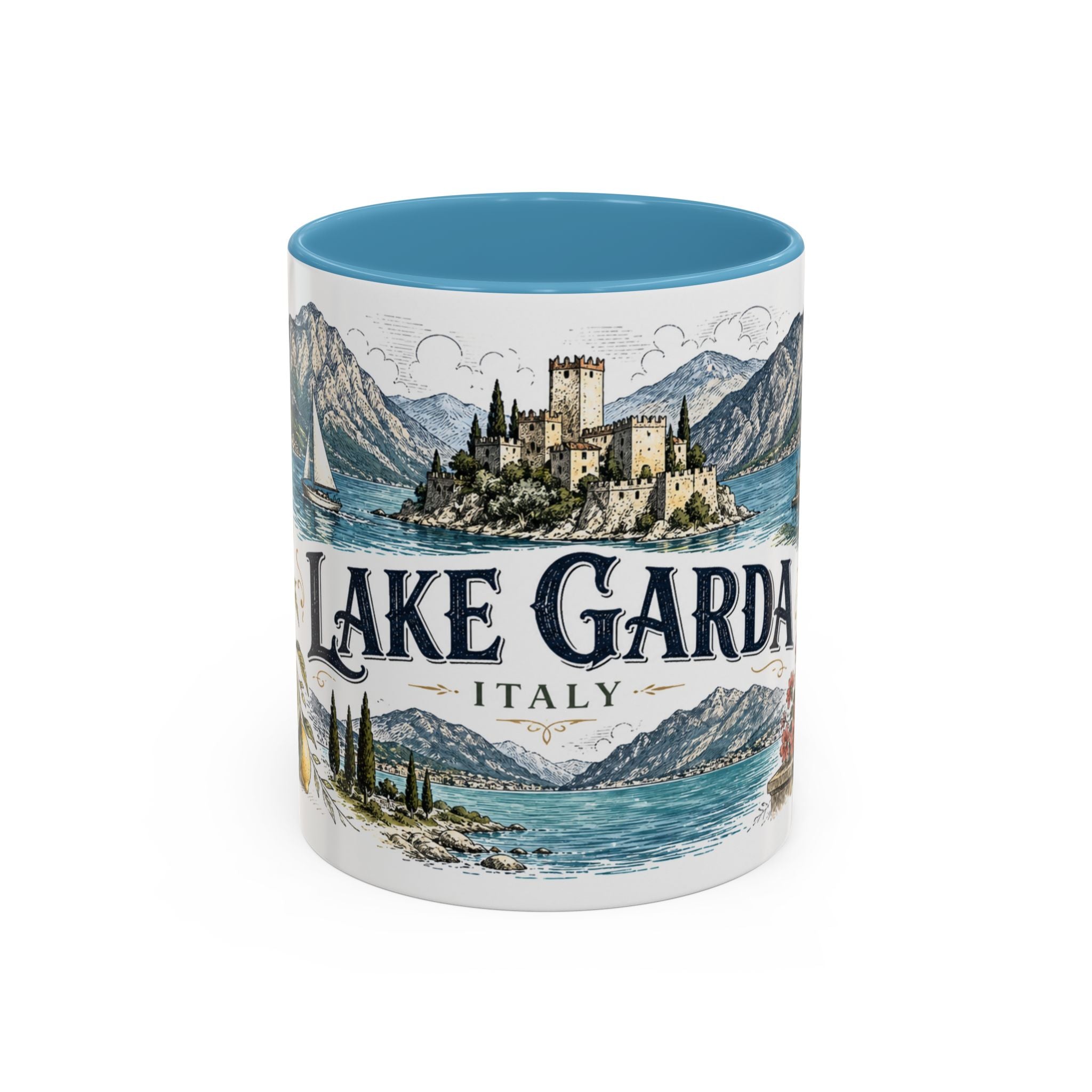 Lake Garda Mug, Italy Travel Souvenir, Bucket List Gift, Accent Ceramic Coffee Mug 11oz 15oz