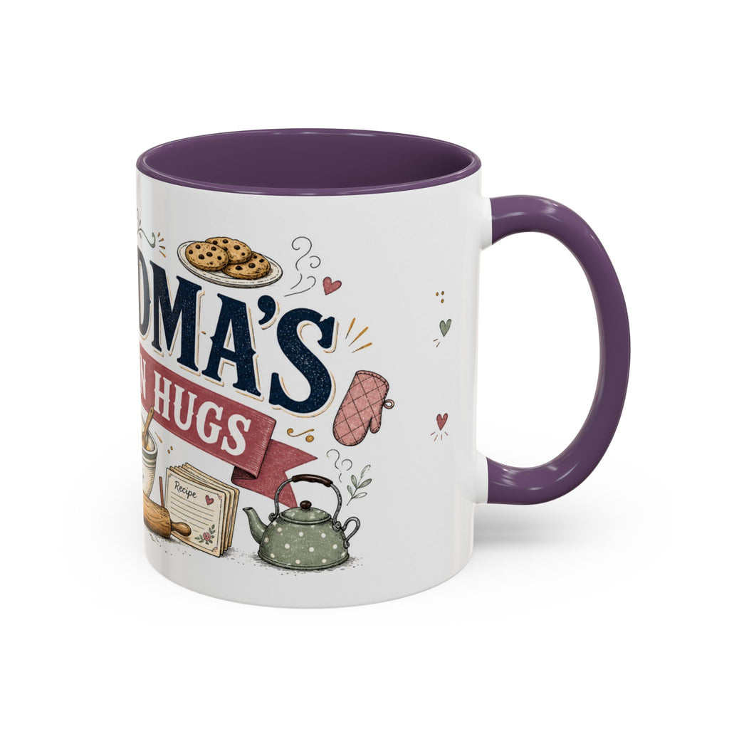 Grandma's Kitchen Hugs Coffee Mug | Gift From Grandkids | Accent Color Ceramic 11oz 15oz