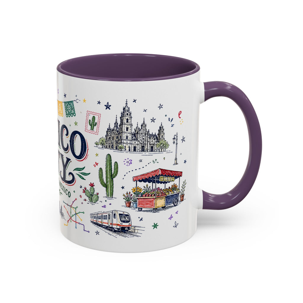 Mexico City Coffee Mug | Mexico Souvenir Travel Gift | Accent Color Ceramic 11oz 15oz
