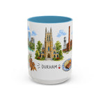 Durham Illustrated Travel Mug | City Souvenir Accent Coffee Mug | 11oz 15oz Ceramic Cup
