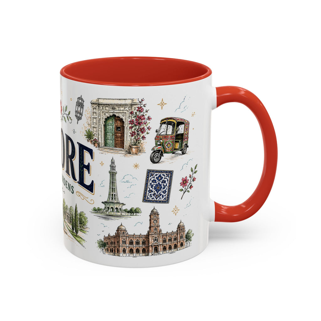 Lahore Coffee Mug | Pakistan Souvenir Travel Gift | Accent Color Ceramic 11oz 15oz