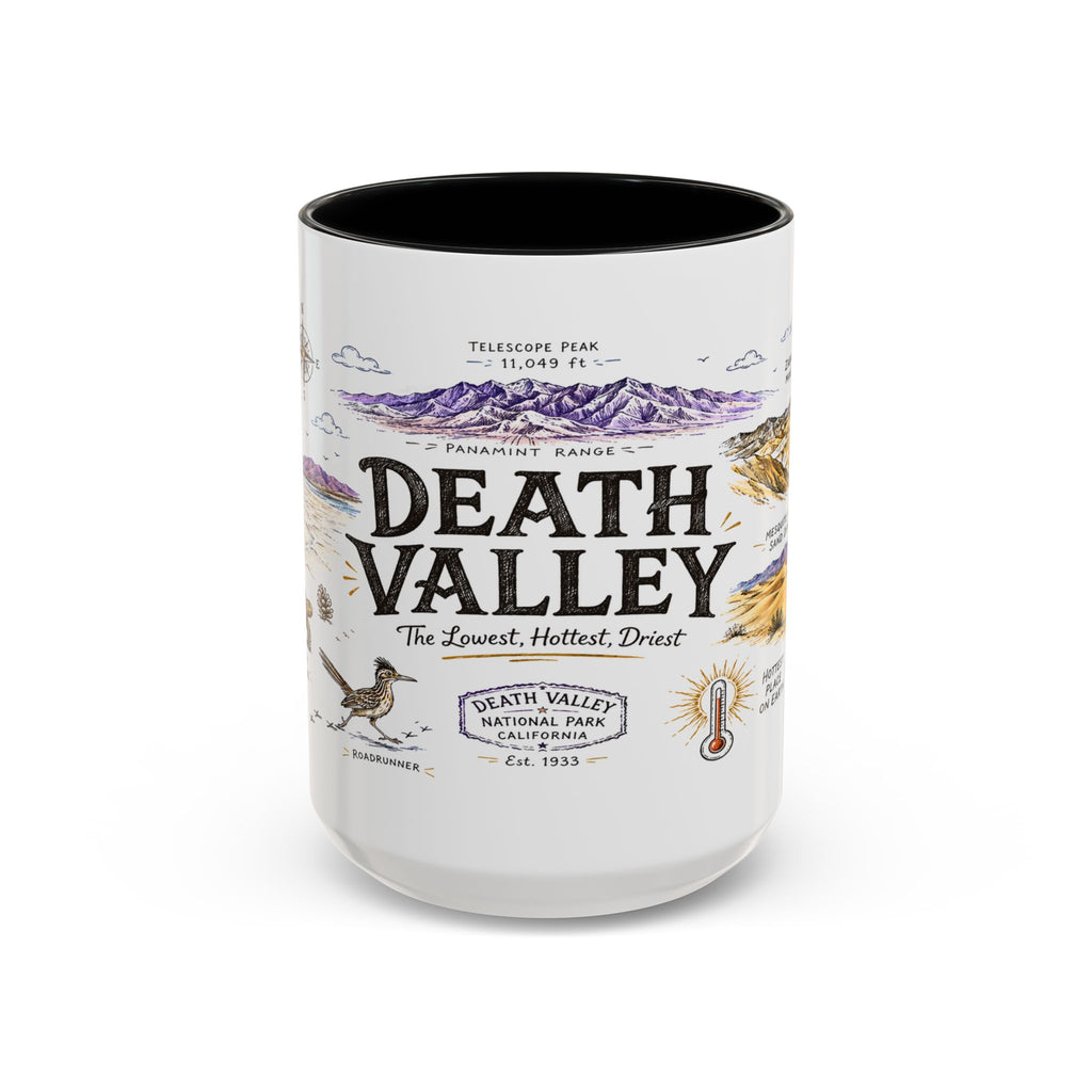 Death Valley National Park Coffee Mug | California Desert Hiking Camping Gift | Accent Color Ceramic 11oz 15oz