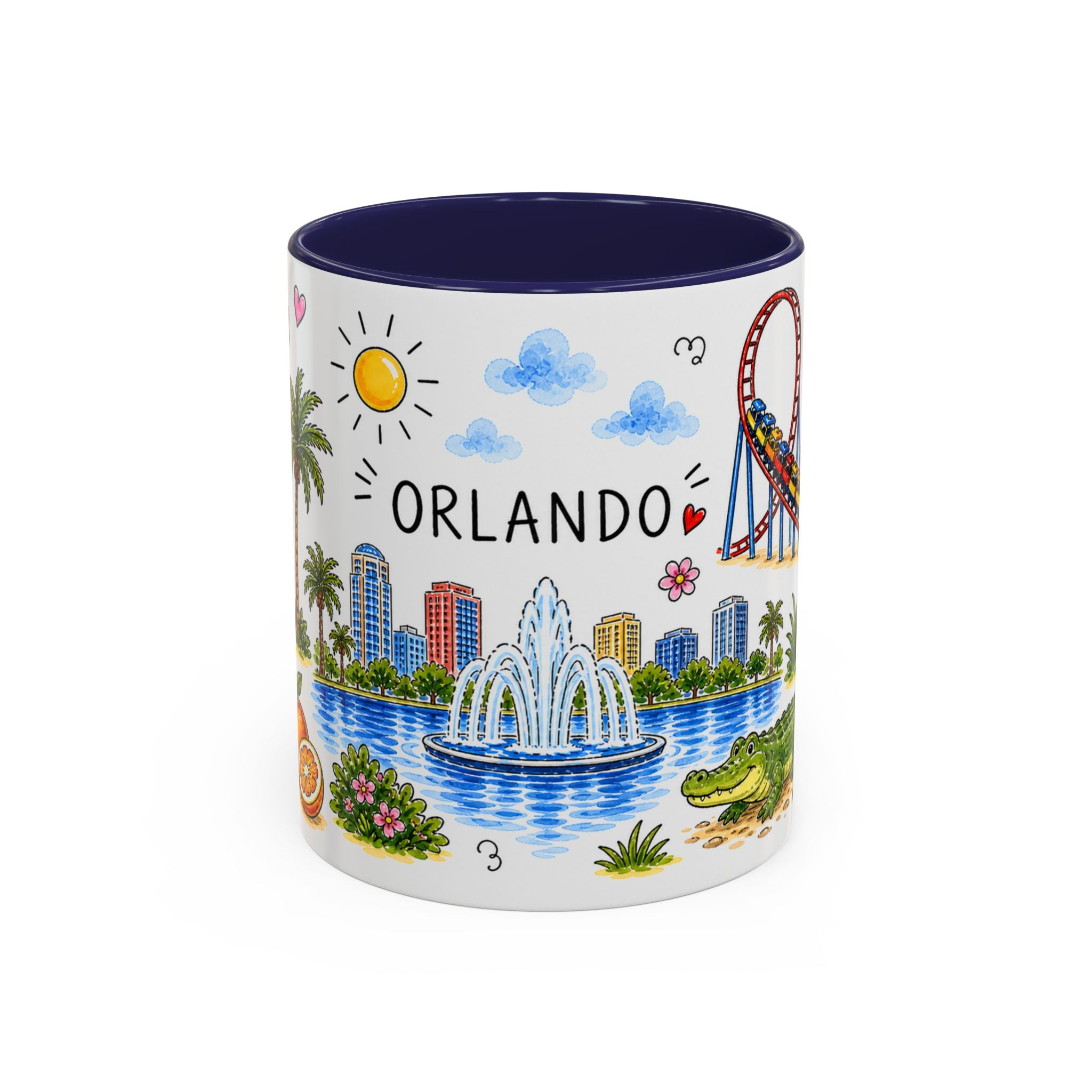 Orlando Illustrated Travel Mug | City Souvenir Accent Coffee Mug | 11oz 15oz Ceramic Cup