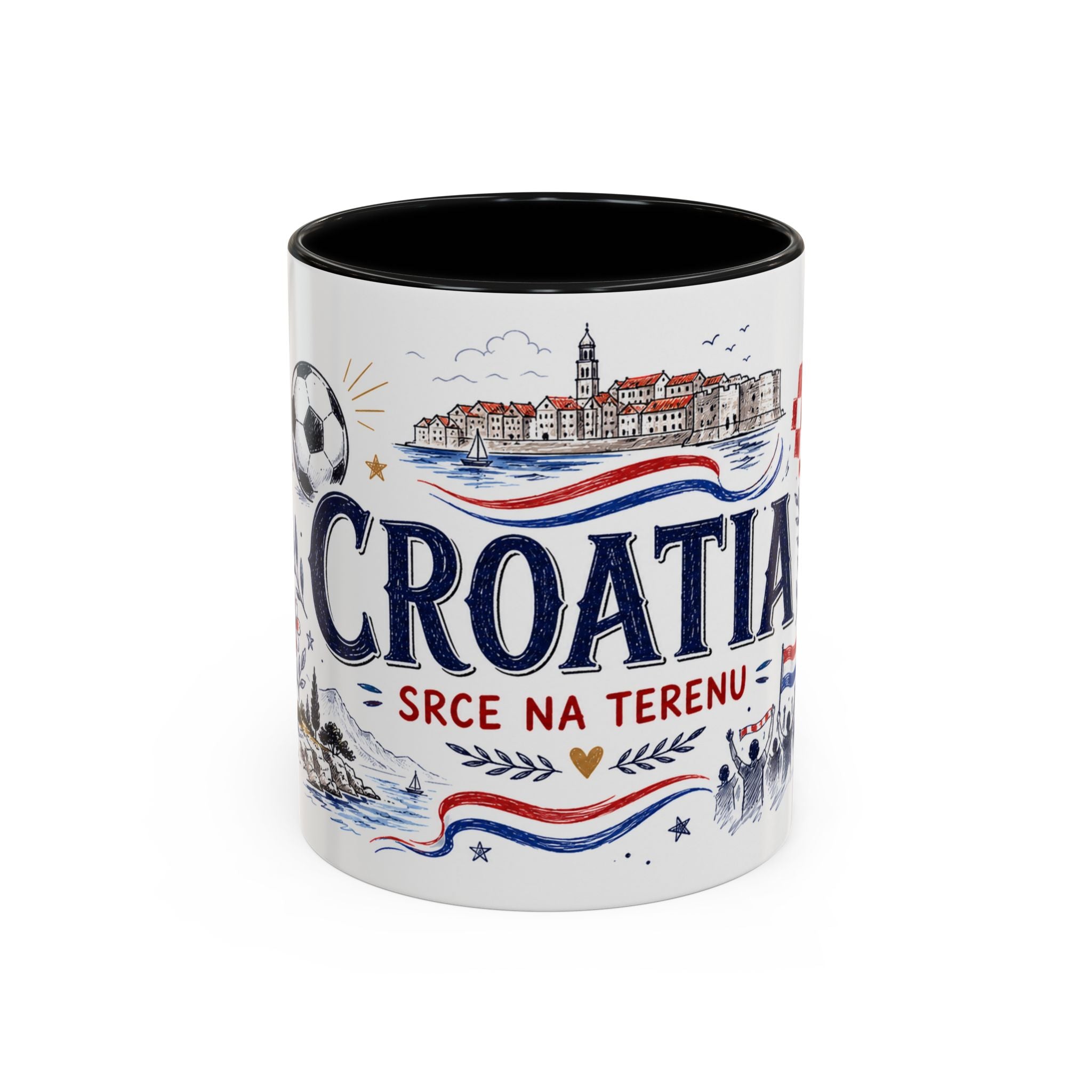 Croatia Soccer Coffee Mug | World Cup Fan Gift | Accent Color Ceramic 11oz 15oz Match Day Cup