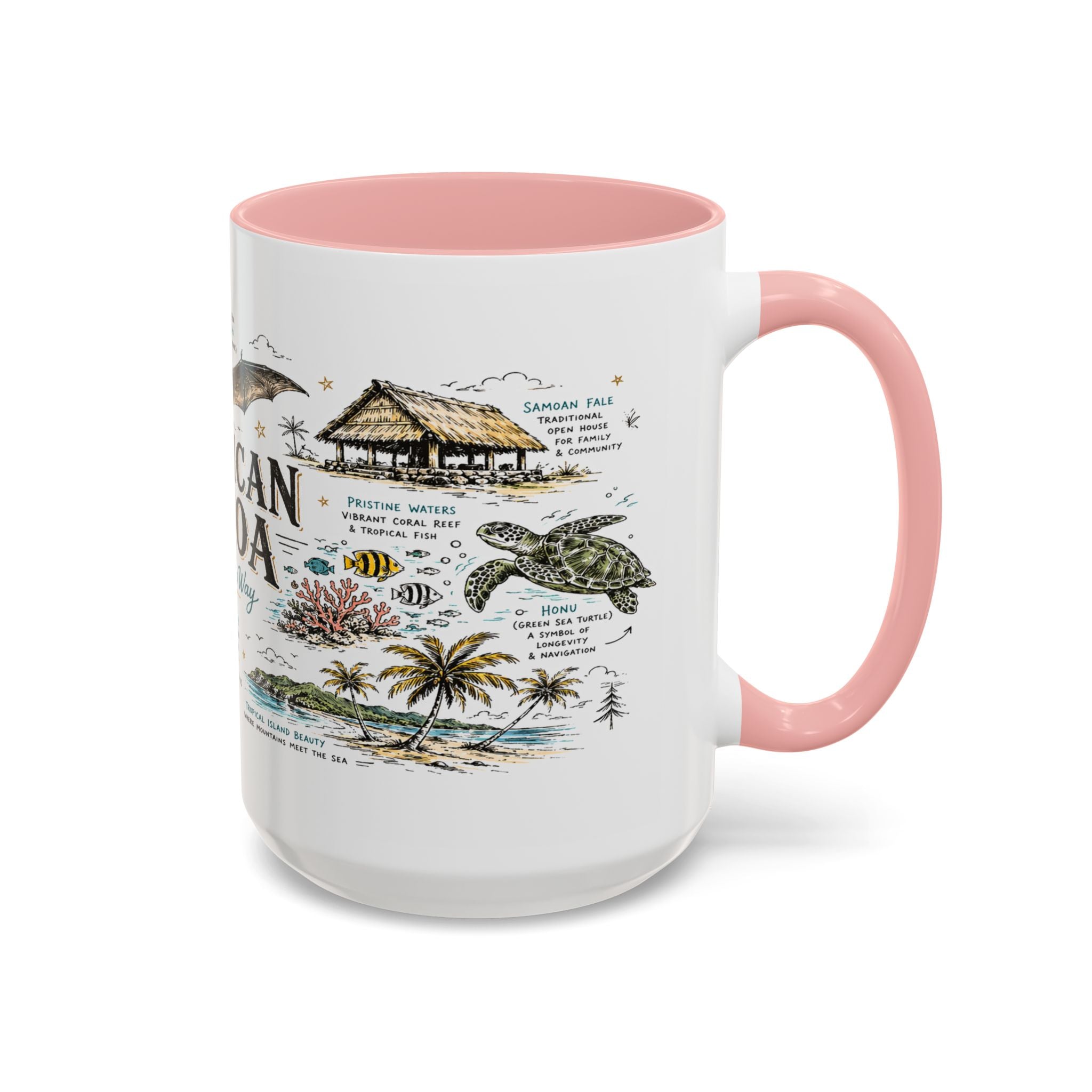 American Samoa National Park Coffee Mug | Pacific Island Rainforest Reef Gift | Accent Color Ceramic 11oz 15oz