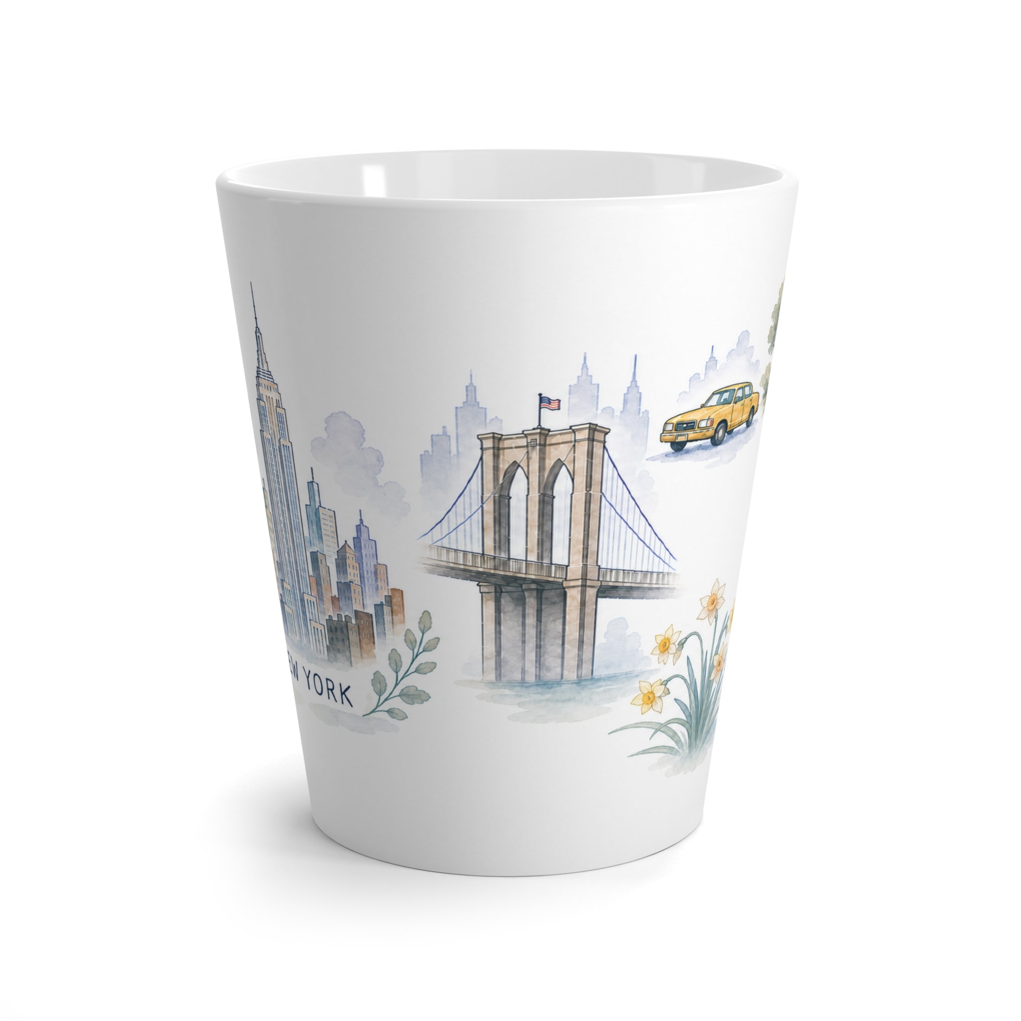 New York City Latte Mug | Watercolor City Travel Mug | 12 oz Ceramic Souvenir Gift