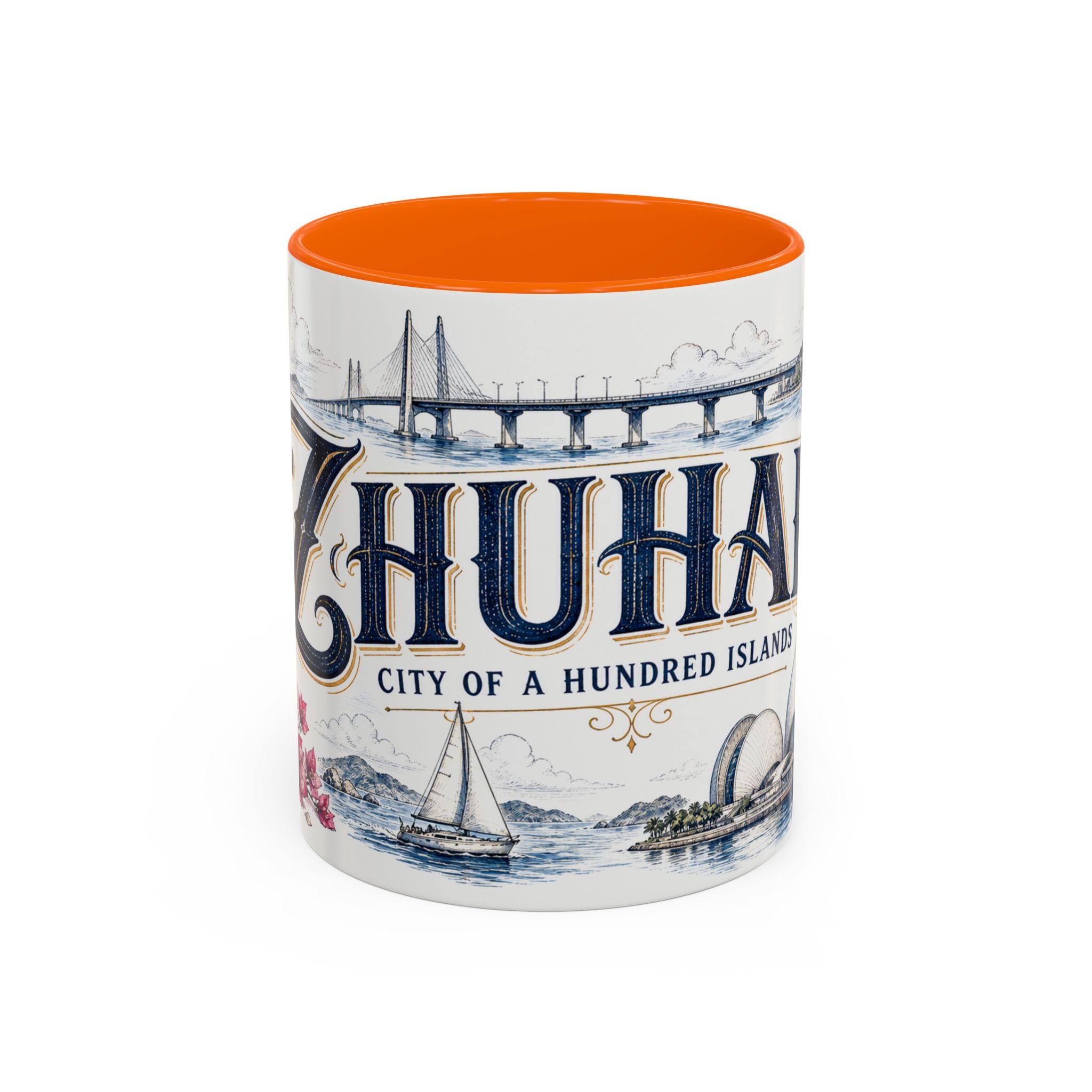 Zhuhai Coffee Mug | China Travel Souvenir | Vintage Illustrated City Gift | 11 oz 15 oz Accent Mug