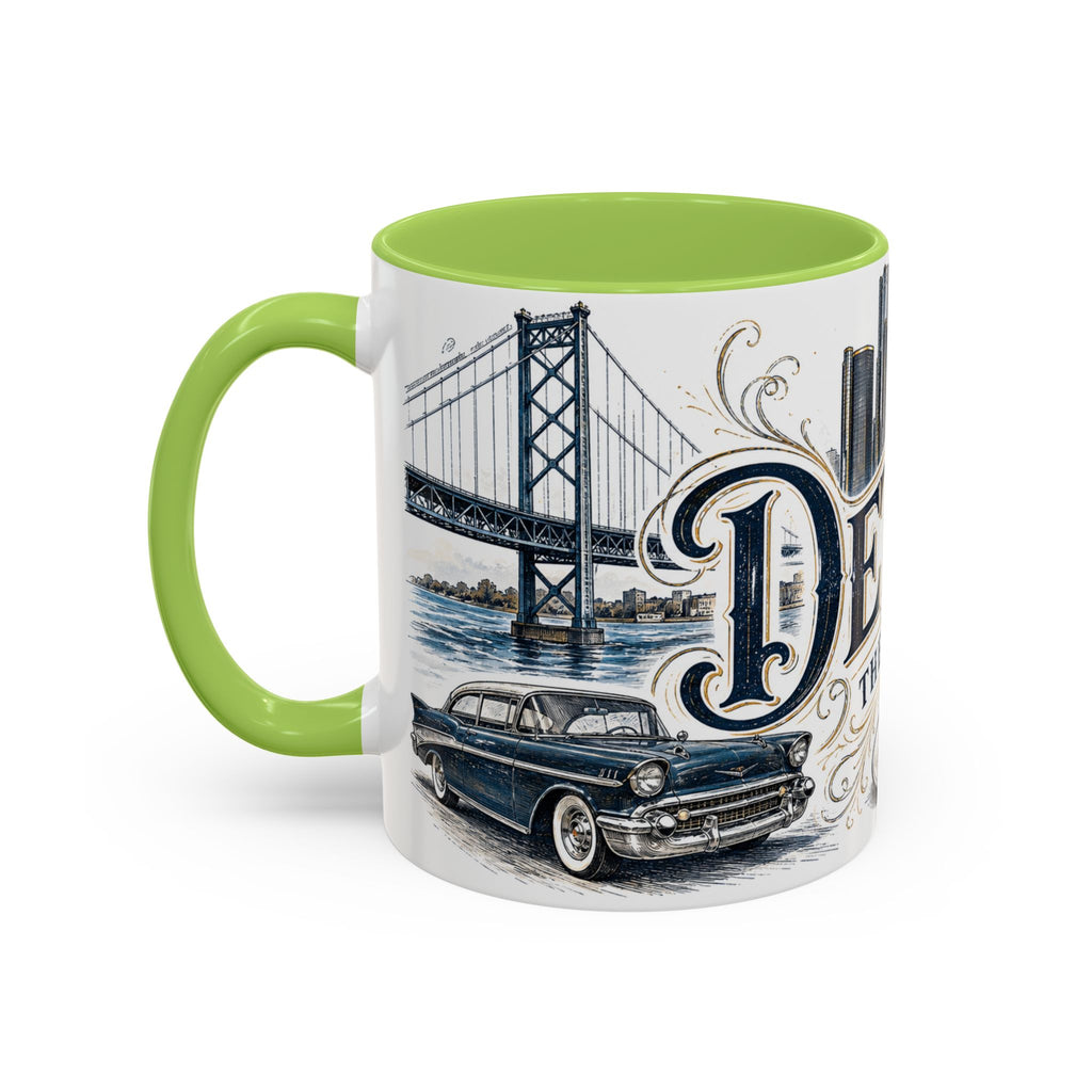 Detroit Coffee Mug | United States Travel Souvenir | Vintage Illustrated City Gift | 11 oz 15 oz Accent Mug