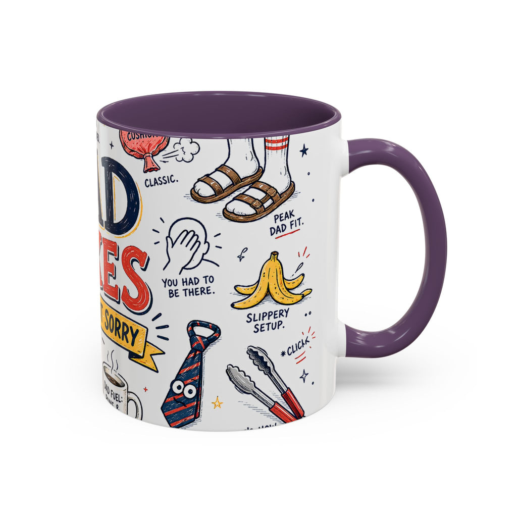Dad Jokes Sorry Not Sorry Coffee Mug | Father's Day Gift for Dad | Accent Color Ceramic 11oz 15oz