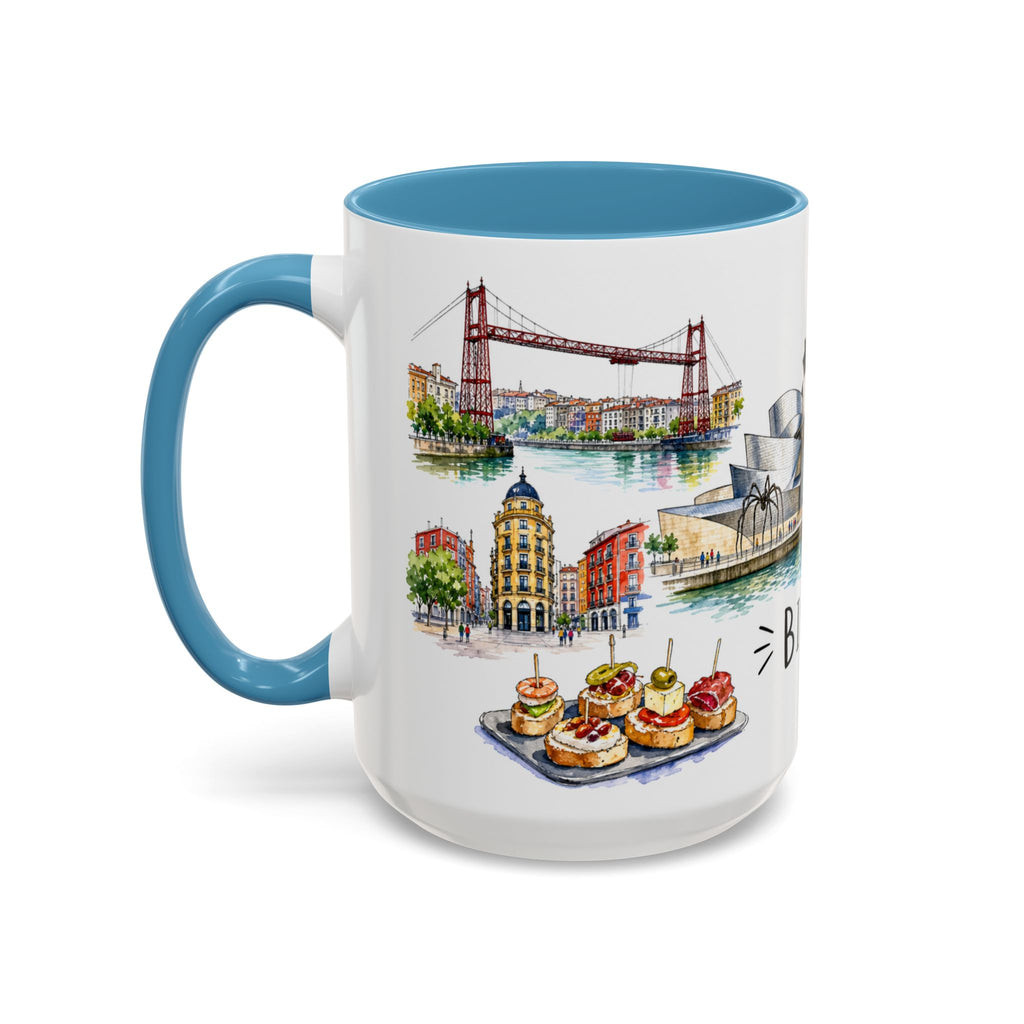 Bilbao Illustrated Travel Mug | City Souvenir Accent Coffee Mug | 11oz 15oz Ceramic Cup