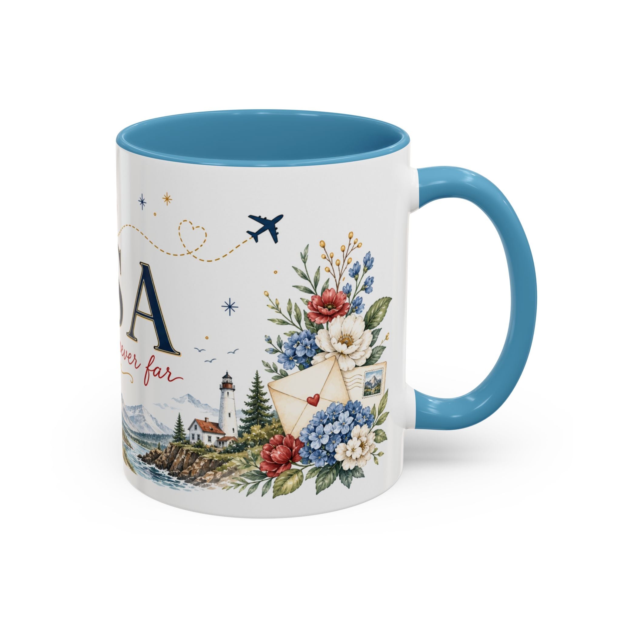 USA Home Country Mug | Moving Away Gift | Long Distance Friendship | 11 oz 15 oz Accent Mug