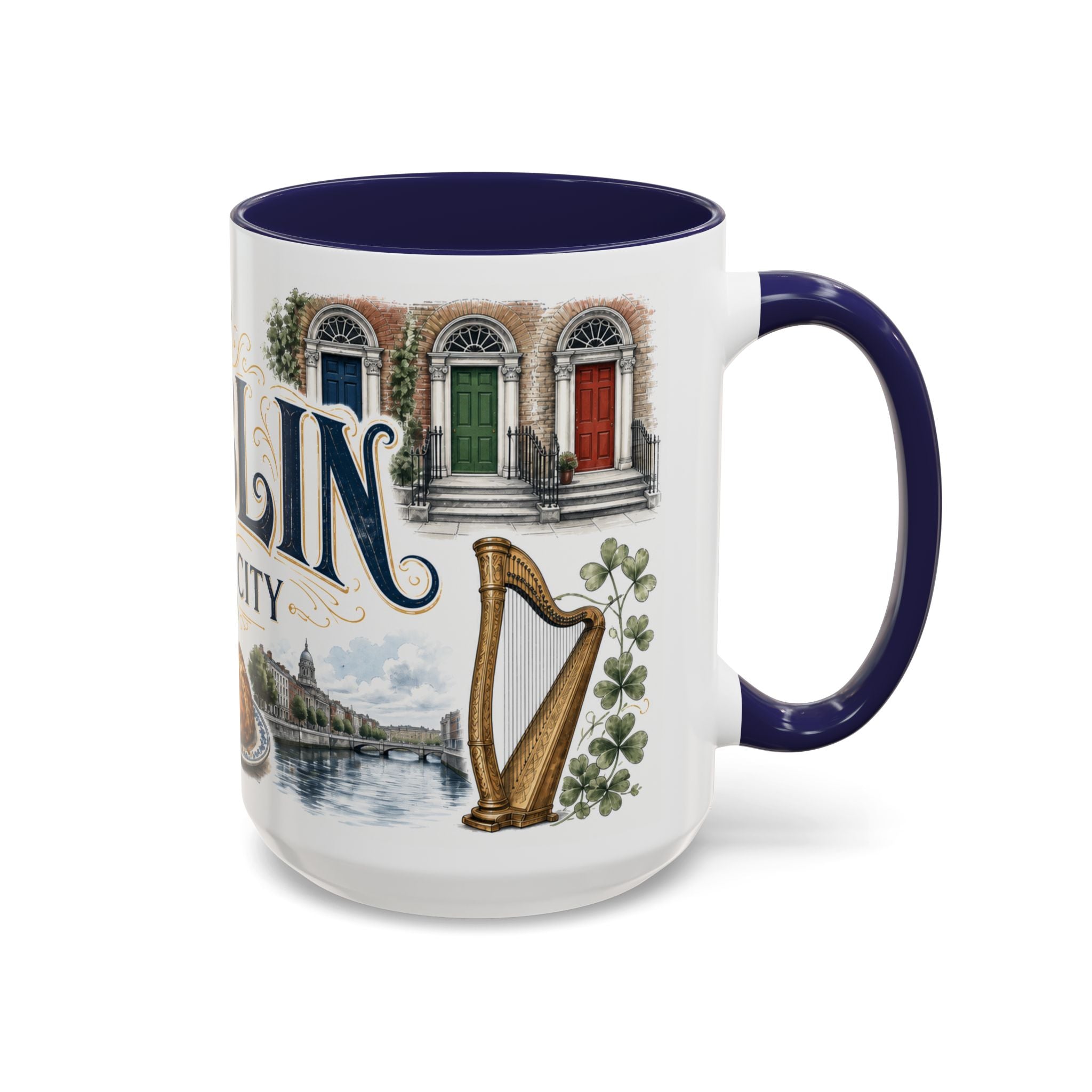 Dublin Coffee Mug | Ireland Travel Souvenir | Vintage Illustrated City Gift | 11 oz 15 oz Accent Mug