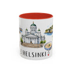 Helsinki Illustrated Travel Mug | City Souvenir Accent Coffee Mug | 11oz 15oz Ceramic Cup