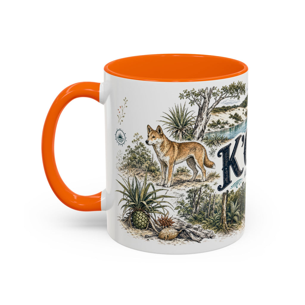 K'gari Mug, Australia Travel Souvenir, Bucket List Gift, Accent Ceramic Coffee Mug 11oz 15oz