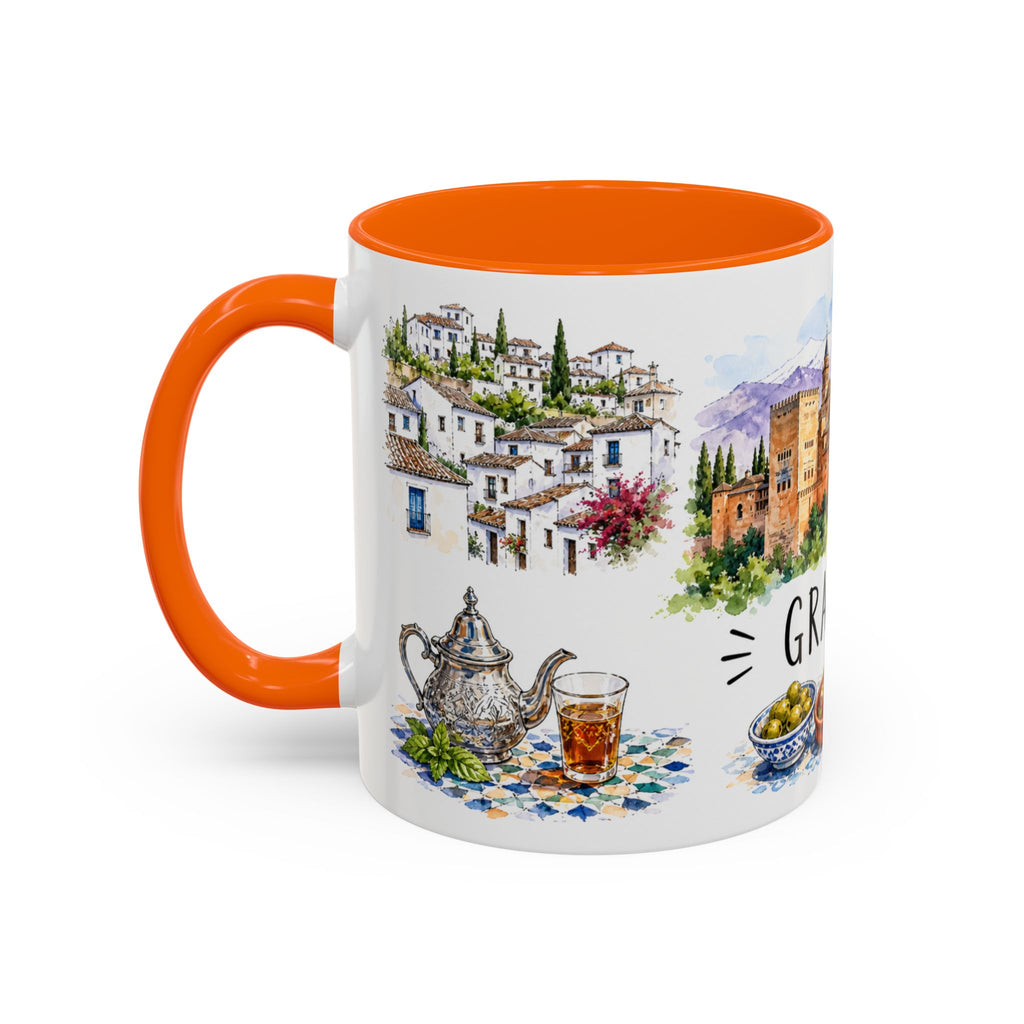 Granada Illustrated Travel Mug | City Souvenir Accent Coffee Mug | 11oz 15oz Ceramic Cup