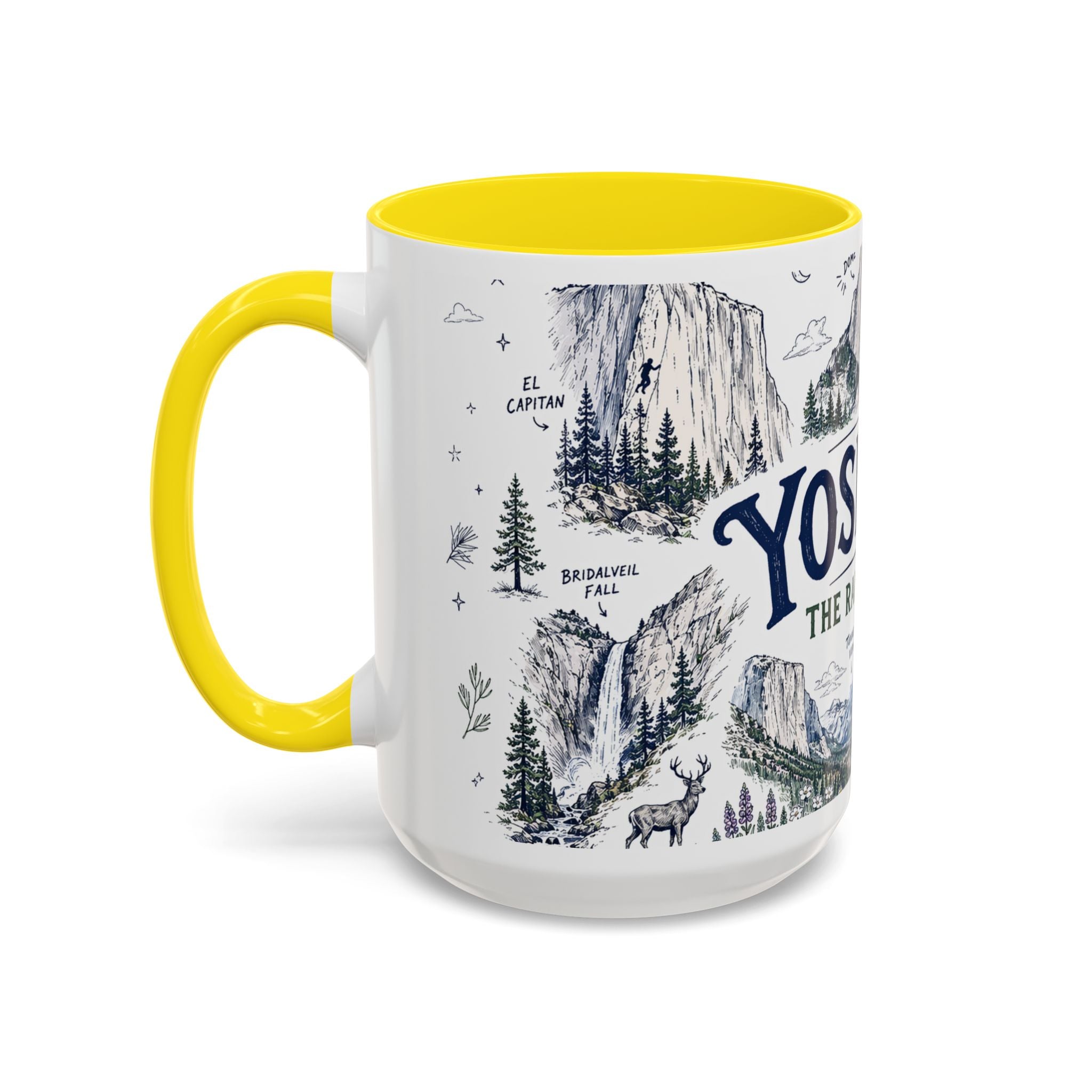 Yosemite National Park Coffee Mug | Hiking Camping Nature Gift | Accent Color Ceramic 11oz 15oz