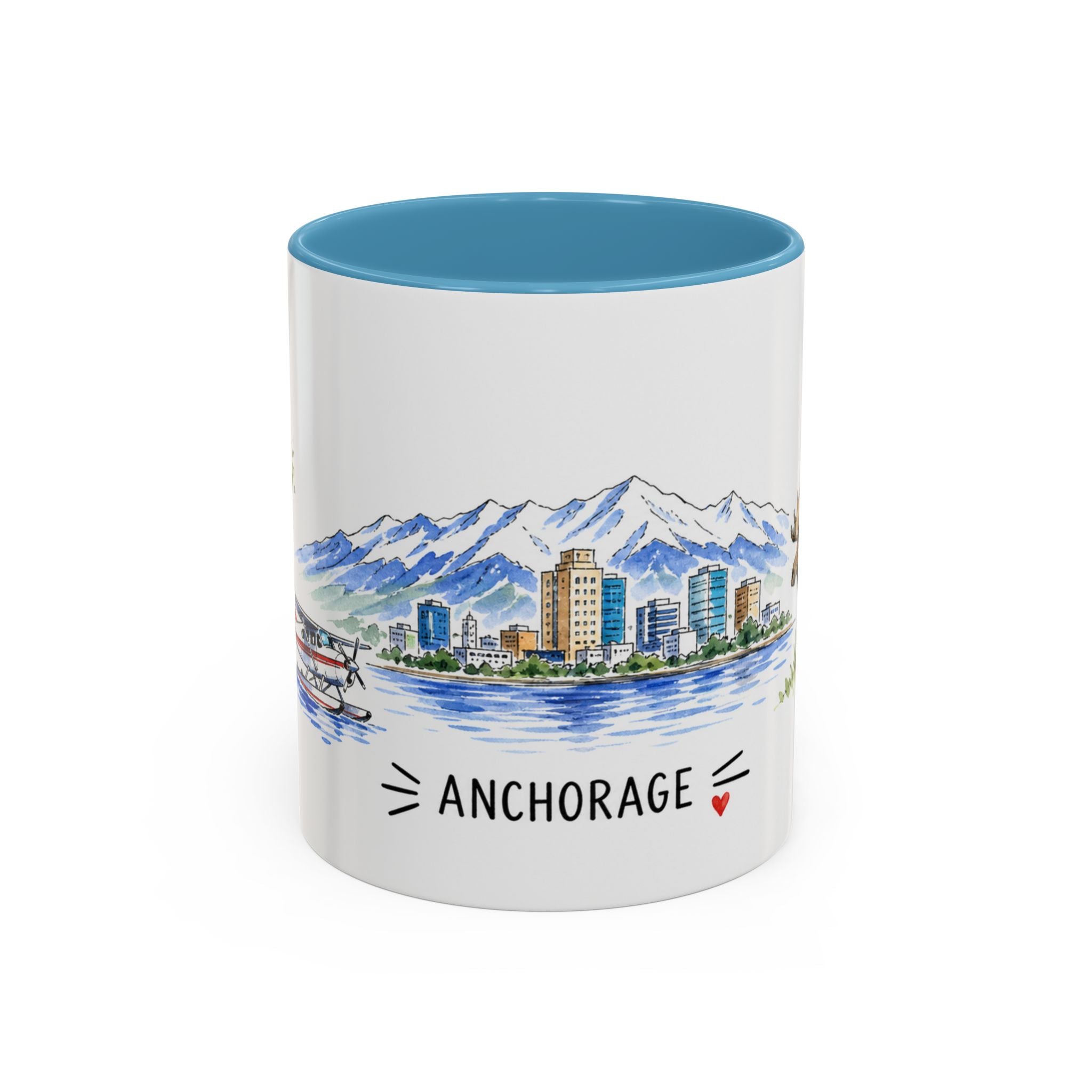 Anchorage Illustrated Travel Mug | City Souvenir Accent Coffee Mug | 11oz 15oz Ceramic Cup