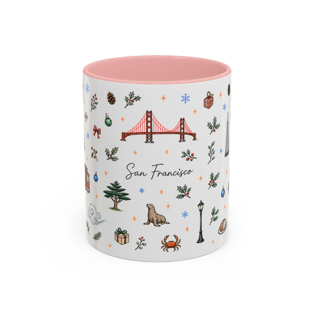 San Francisco Christmas Mug | Watercolor City Souvenir | Ceramic Coffee Cup
