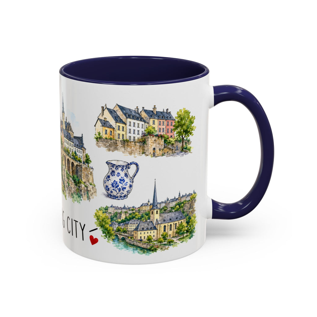 Luxembourg City Illustrated Travel Mug | City Souvenir Accent Coffee Mug | 11oz 15oz Ceramic Cup