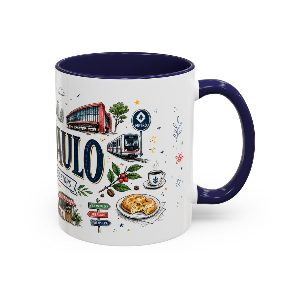 Sao Paulo Coffee Mug | Brazil Souvenir Travel Gift | Accent Color Ceramic 11oz 15oz