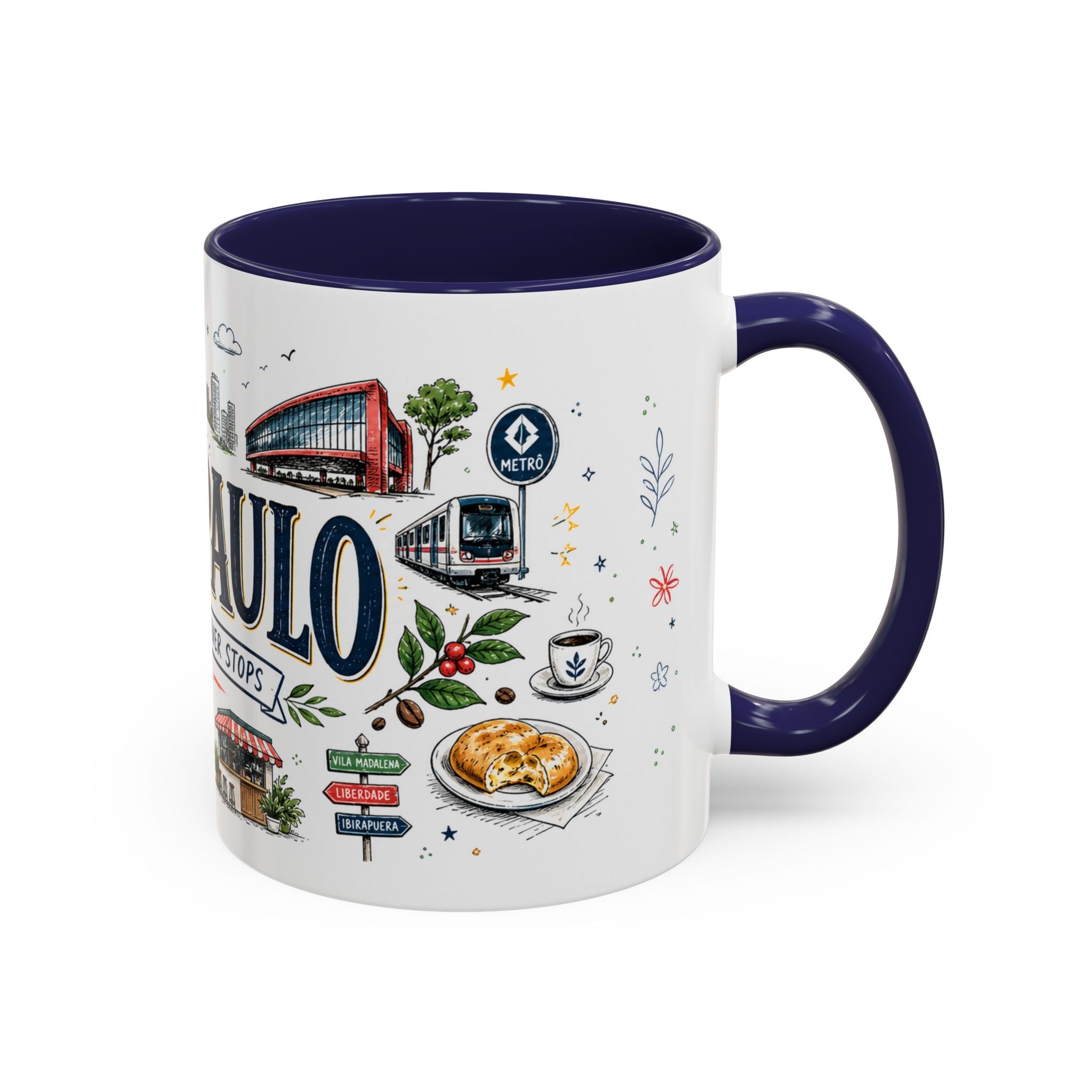 Sao Paulo Coffee Mug | Brazil Souvenir Travel Gift | Accent Color Ceramic 11oz 15oz