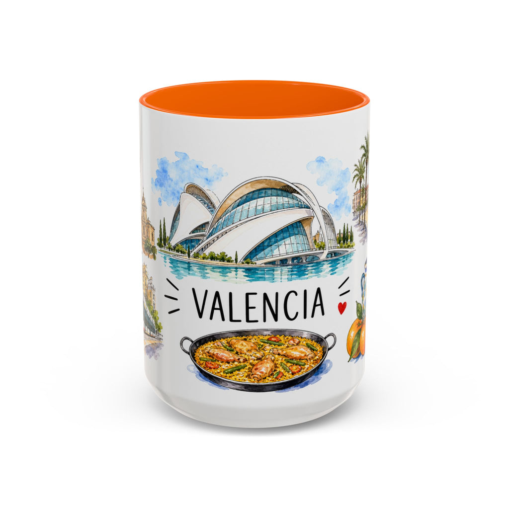 Valencia Illustrated Travel Mug | City Souvenir Accent Coffee Mug | 11oz 15oz Ceramic Cup