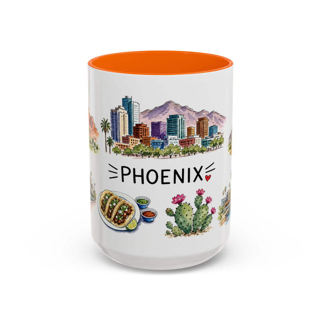 Phoenix Illustrated Travel Mug | City Souvenir Accent Coffee Mug | 11oz 15oz Ceramic Cup