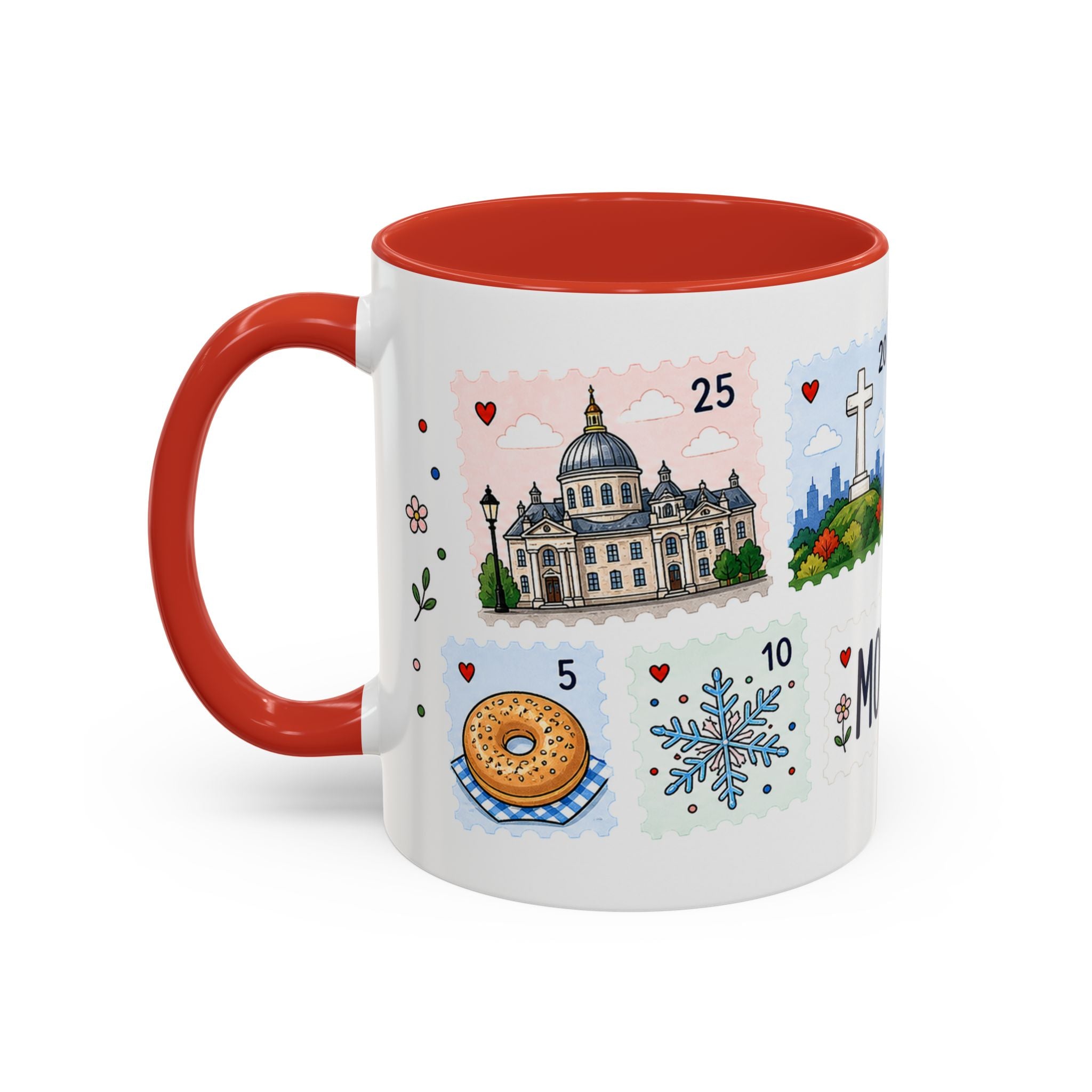 Montreal Coffee Mug | Postage Stamp Collage Mug | Travel Souvenir Accent Cup 11oz 15oz