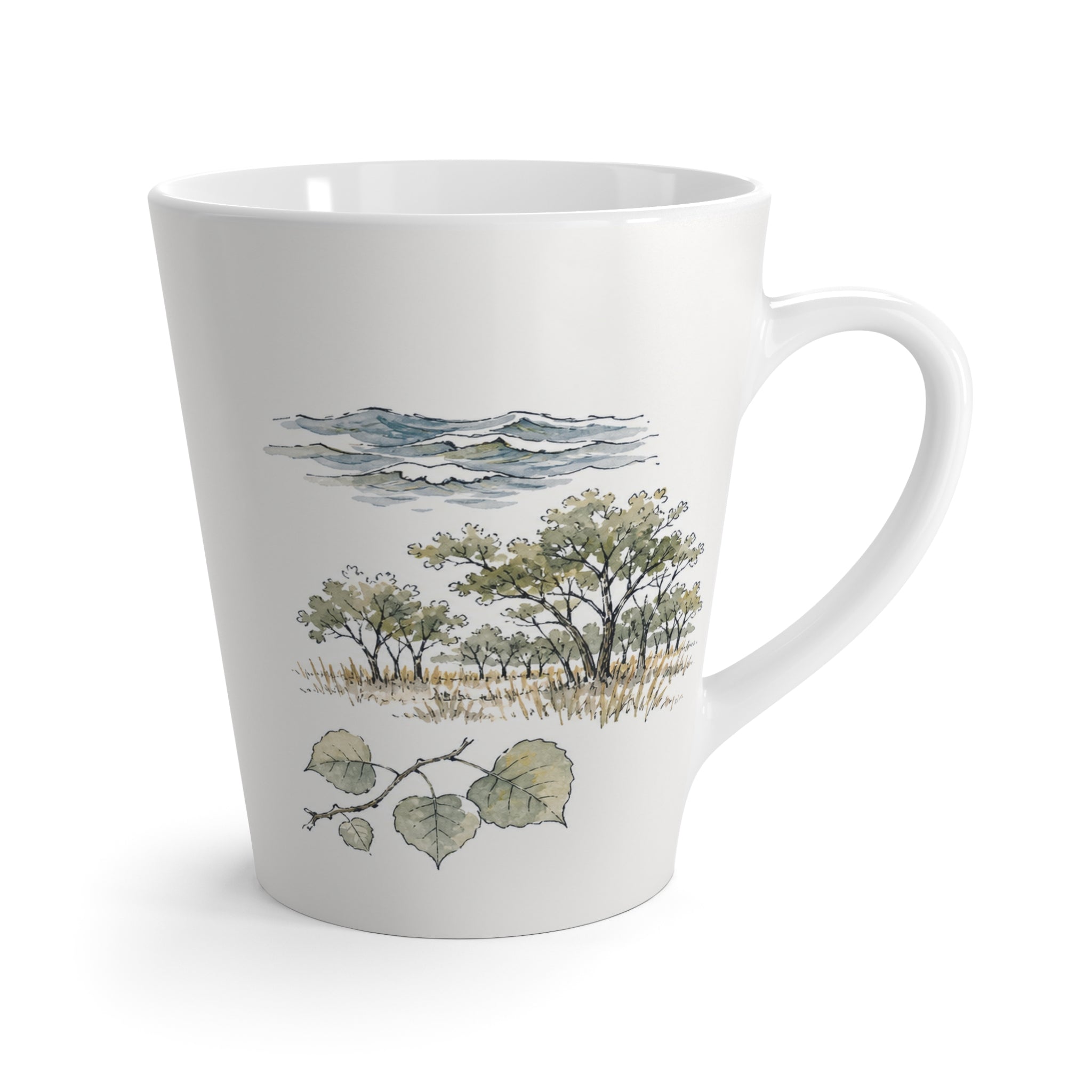 Indiana Dunes National Park Latte Mug | Pastel Watercolor Nature Coffee Cup | 12 oz Travel Souvenir Gift