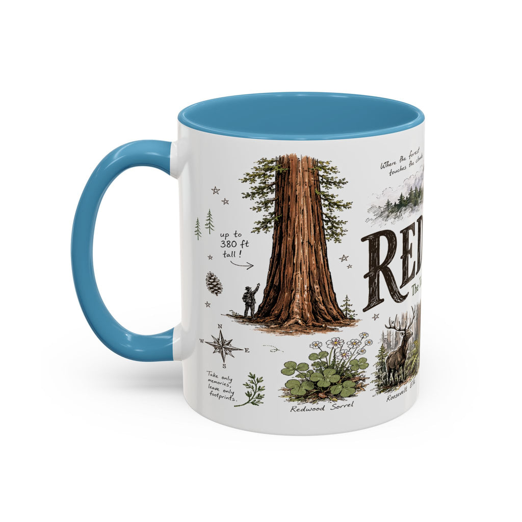 Redwood National Park Coffee Mug | California Coastal Forest Hiking Gift | Accent Color Ceramic 11oz 15oz