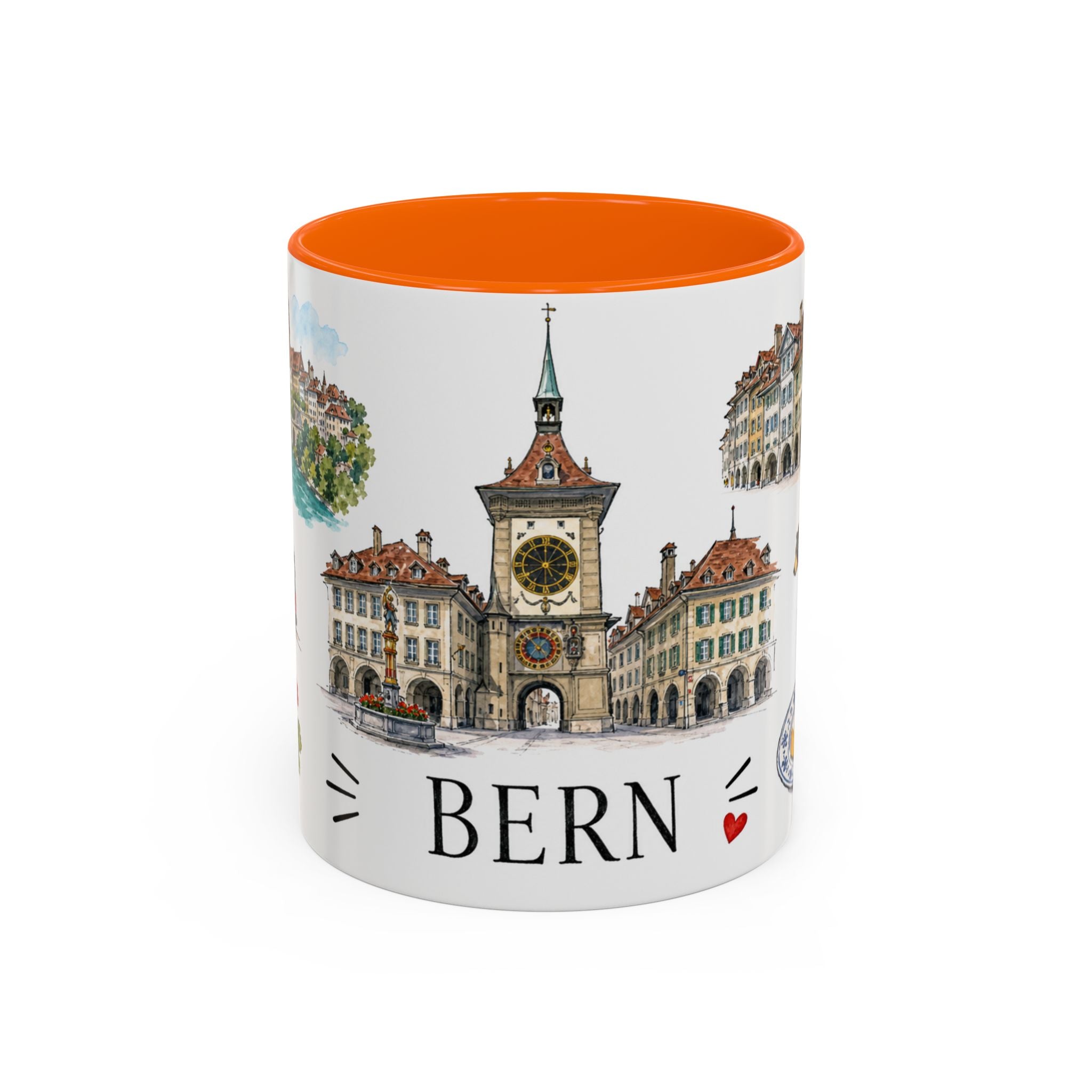 Bern Illustrated Travel Mug | City Souvenir Accent Coffee Mug | 11oz 15oz Ceramic Cup