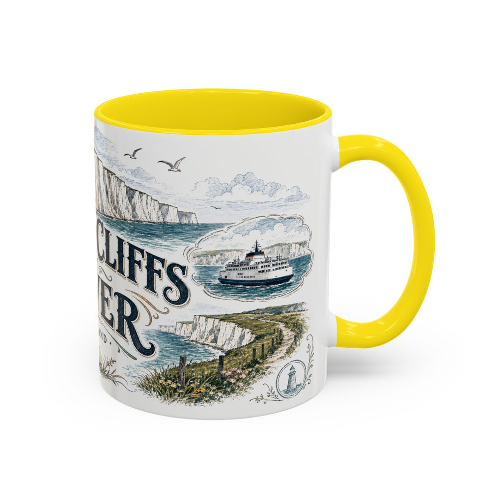 White Cliffs of Dover Mug, England Travel Souvenir, Bucket List Gift, Accent Ceramic Coffee Mug 11oz 15oz