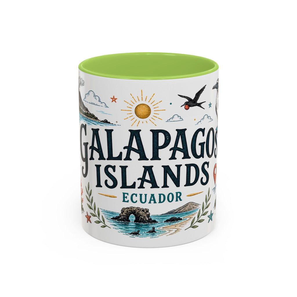 Galapagos Islands Coffee Mug | Travel Destination Souvenir Gift | Accent Color Ceramic 11oz 15oz