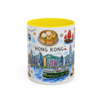 Hong Kong Illustrated Travel Mug | City Souvenir Accent Coffee Mug | 11oz 15oz Ceramic Cup