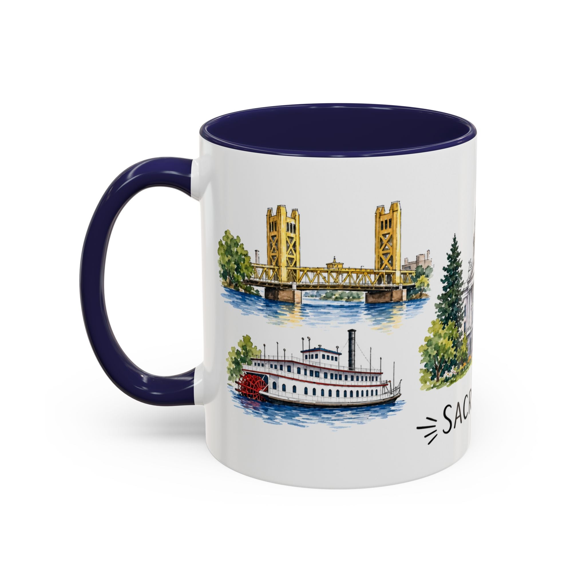 Sacramento Illustrated Travel Mug | City Souvenir Accent Coffee Mug | 11oz 15oz Ceramic Cup
