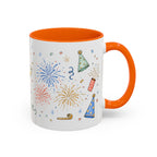 New Year Mug | Midnight Clock Toast Watercolor Celebration Gift | Accent Cup 11oz 15oz