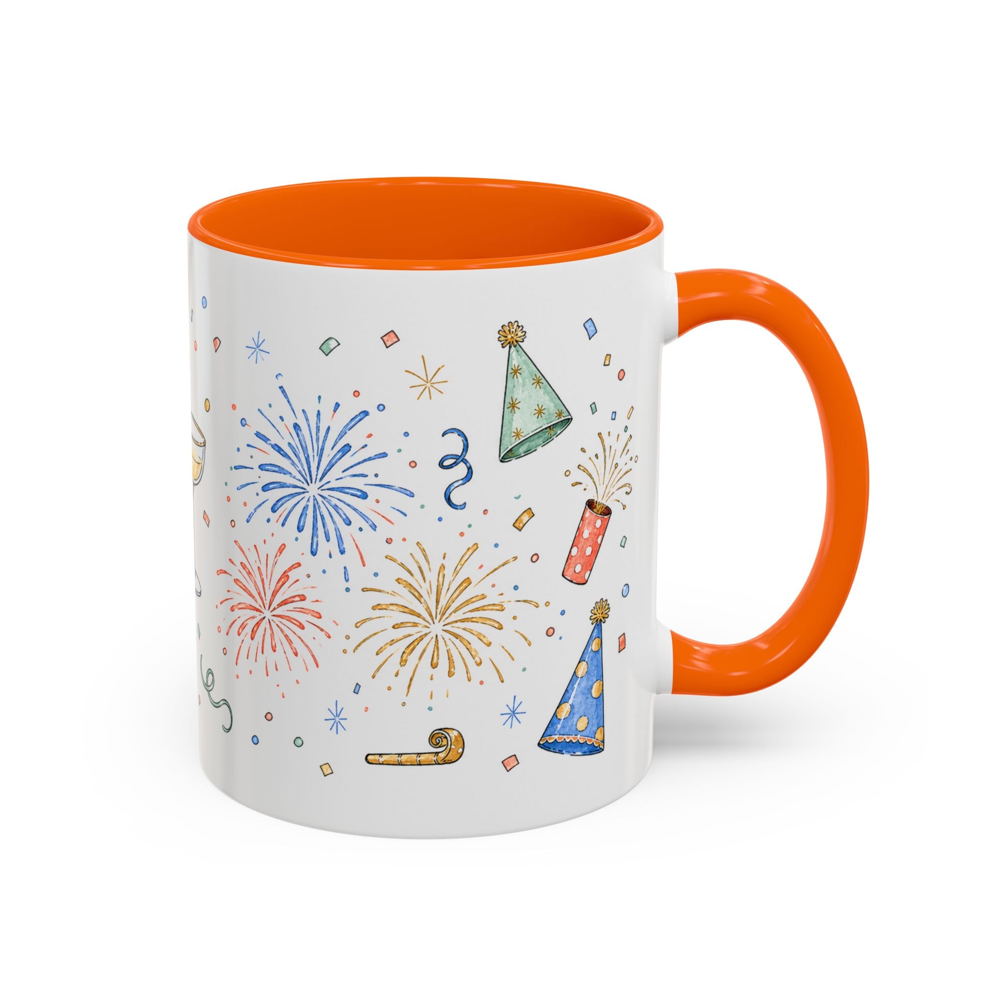 New Year Mug | Midnight Clock Toast Watercolor Celebration Gift | Accent Cup 11oz 15oz