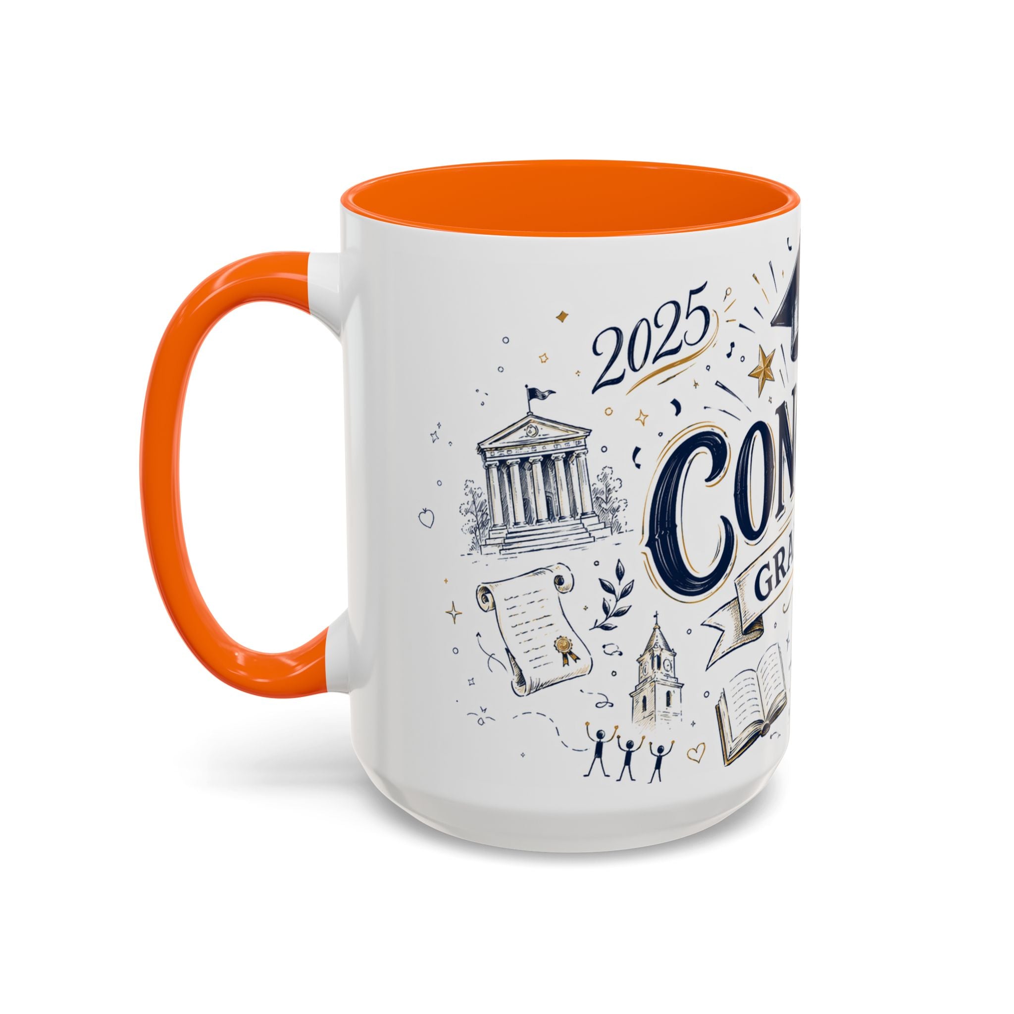 Congrats Graduate Coffee Mug | Class of 2026 Graduation Gift | Accent Color Ceramic 11oz 15oz