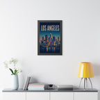 Los Angeles at Night United States Framed Poster | Vintage Travel Wall Art | Black Walnut White Frame | 16x24 20x30