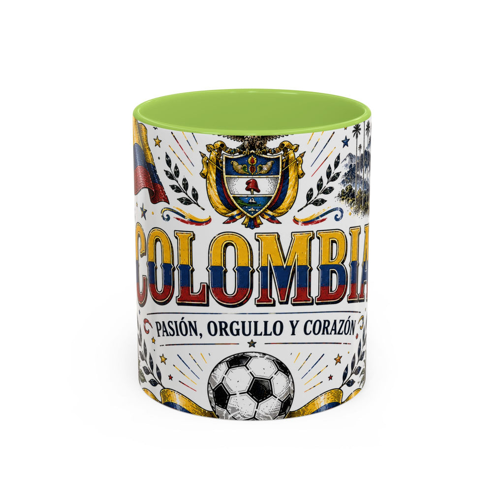 Colombia Soccer Coffee Mug | World Cup Fan Gift | Accent Color Ceramic 11oz 15oz Match Day Cup