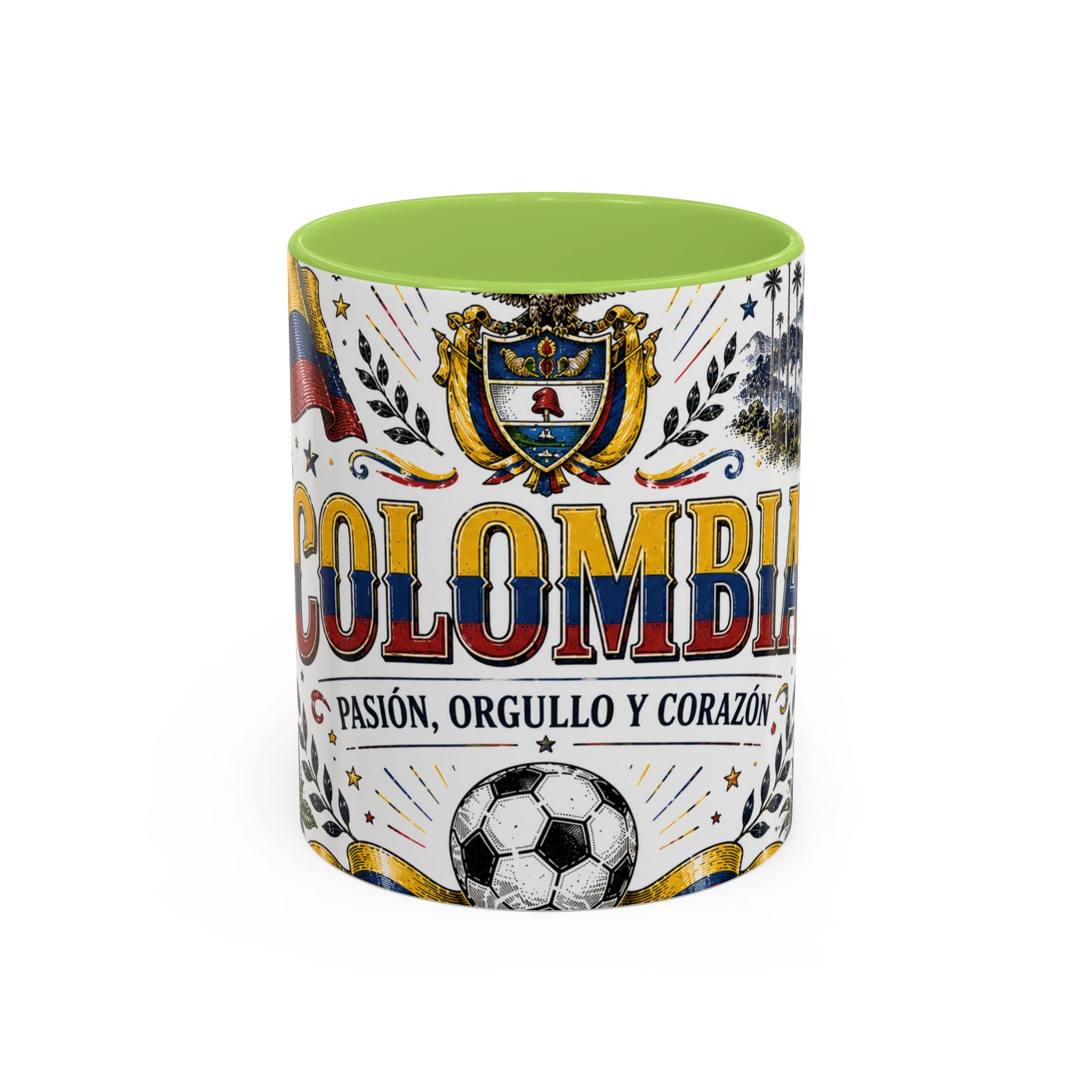 Colombia Soccer Coffee Mug | World Cup Fan Gift | Accent Color Ceramic 11oz 15oz Match Day Cup