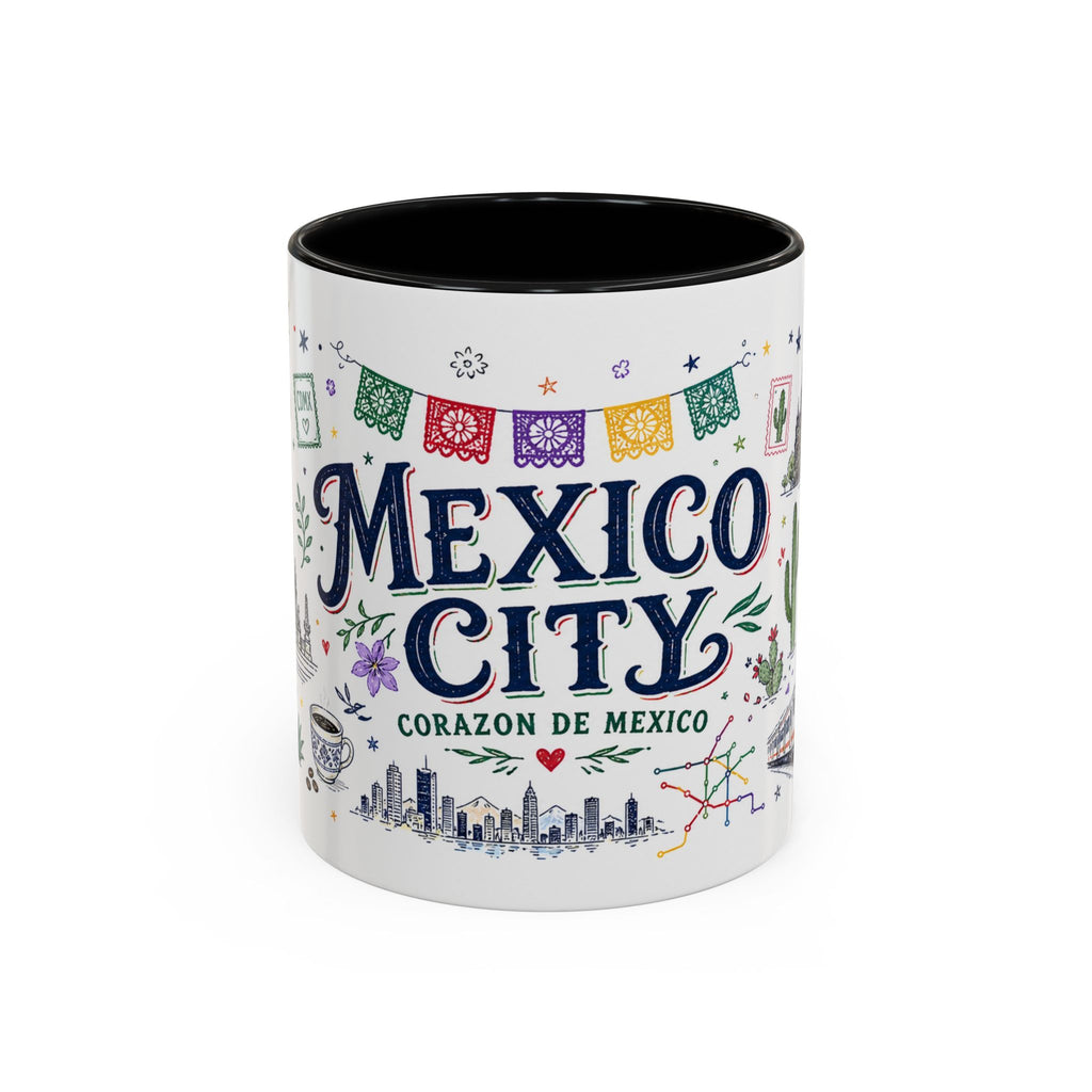 Mexico City Coffee Mug | Mexico Souvenir Travel Gift | Accent Color Ceramic 11oz 15oz