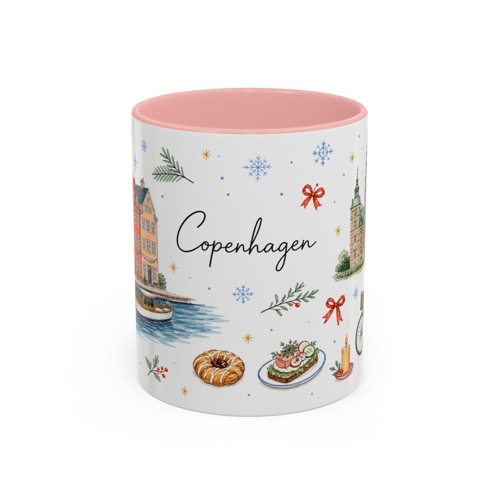 Copenhagen Christmas Mug | Watercolor Travel Souvenir | Holiday Gift | Accent Ceramic Coffee Cup 11oz 15oz