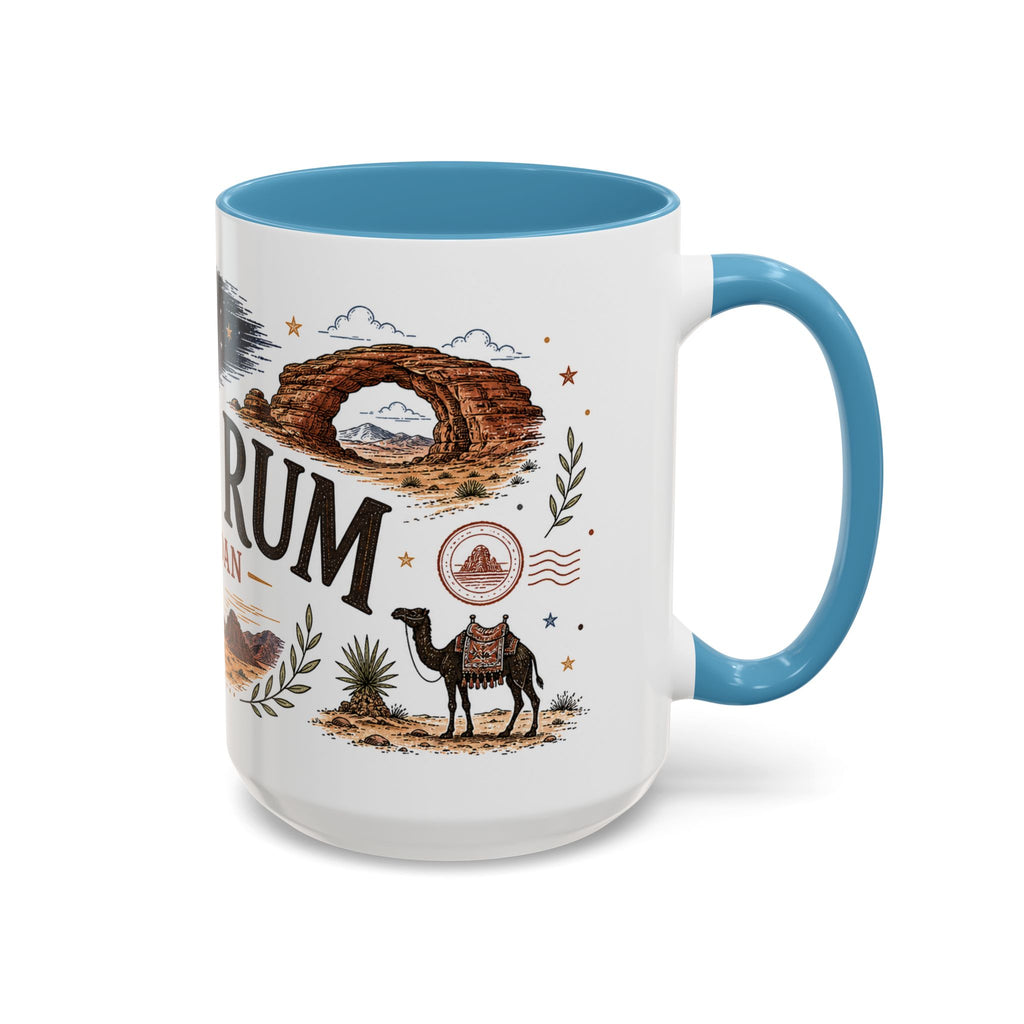 Wadi Rum Coffee Mug | Travel Destination Souvenir Gift | Accent Color Ceramic 11oz 15oz