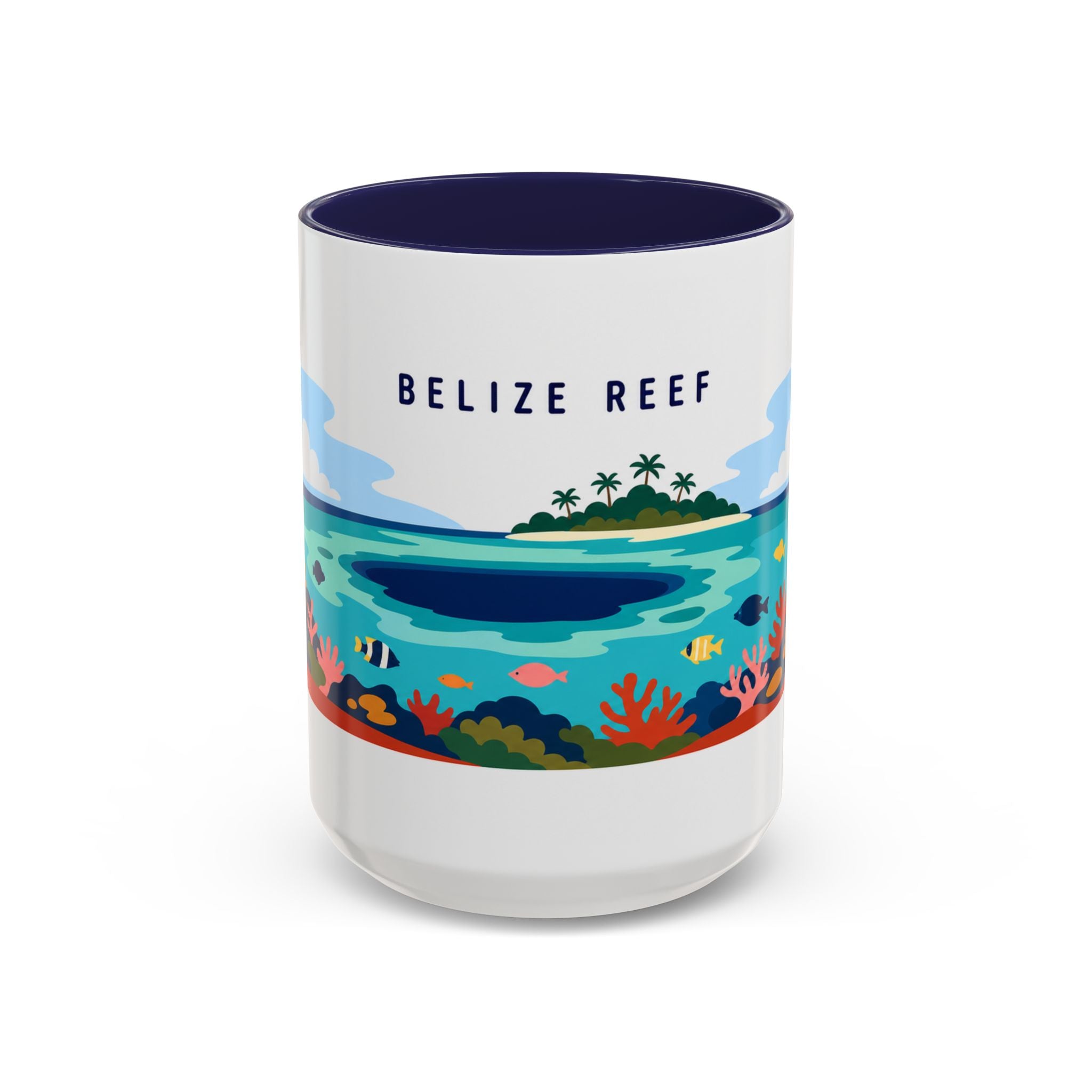 Belize Reef Coffee Mug | Travel Destination Souvenir Gift | Accent Color Ceramic 11oz 15oz