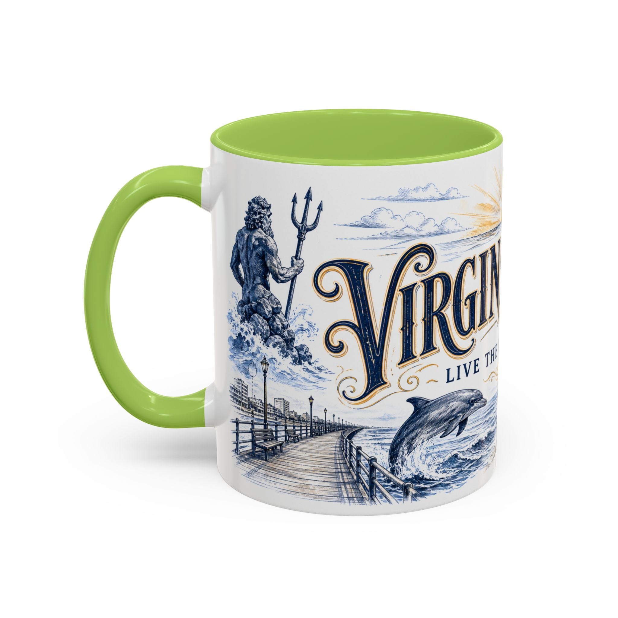 Virginia Beach Coffee Mug | United States Travel Souvenir | Vintage Illustrated City Gift | 11 oz 15 oz Accent Mug